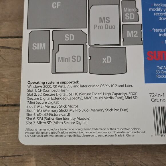 Sunpak 72-in-1 High-Speed Card Reader Built In USB 2.0 Self Storage Plug - Picture 4 of 8